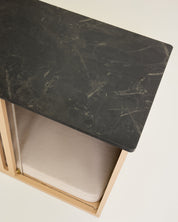 Large Buffet Table Dog Crate - Elm Black Mocha Marble