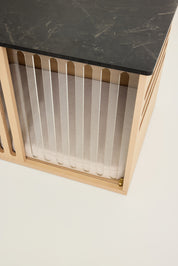 Large Buffet Table Dog Crate - Elm Black Mocha Marble