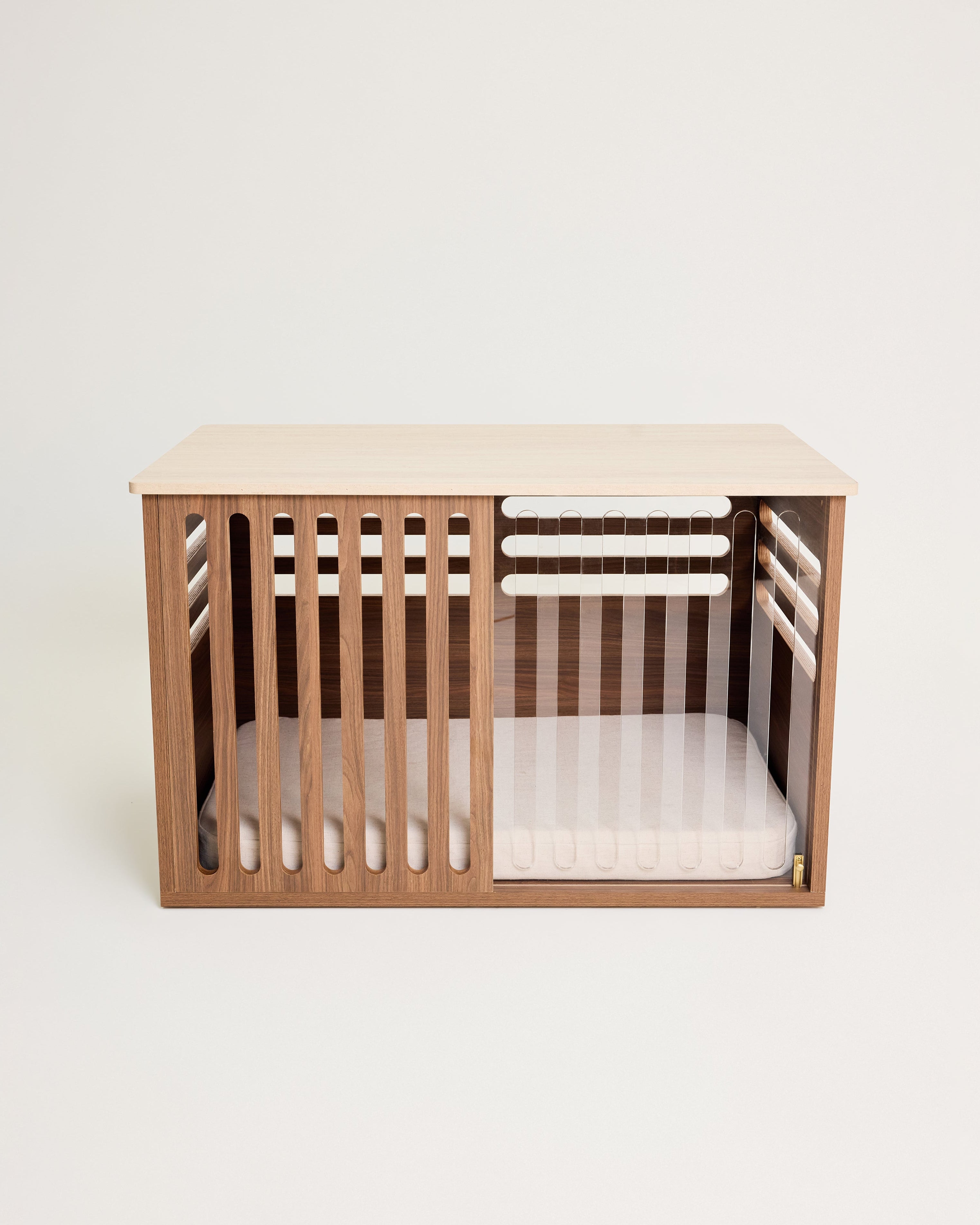 Large Buffet Table Dog Crate - Walnut Travertine