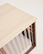 Large Buffet Table Dog Crate - Walnut Travertine