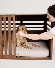 Large Buffet Table Dog Crate - Walnut Travertine