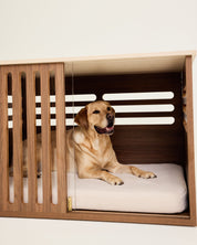 Large Buffet Table Dog Crate - Walnut Travertine