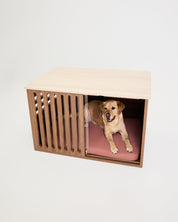 Large Buffet Table Dog Crate - Walnut Travertine