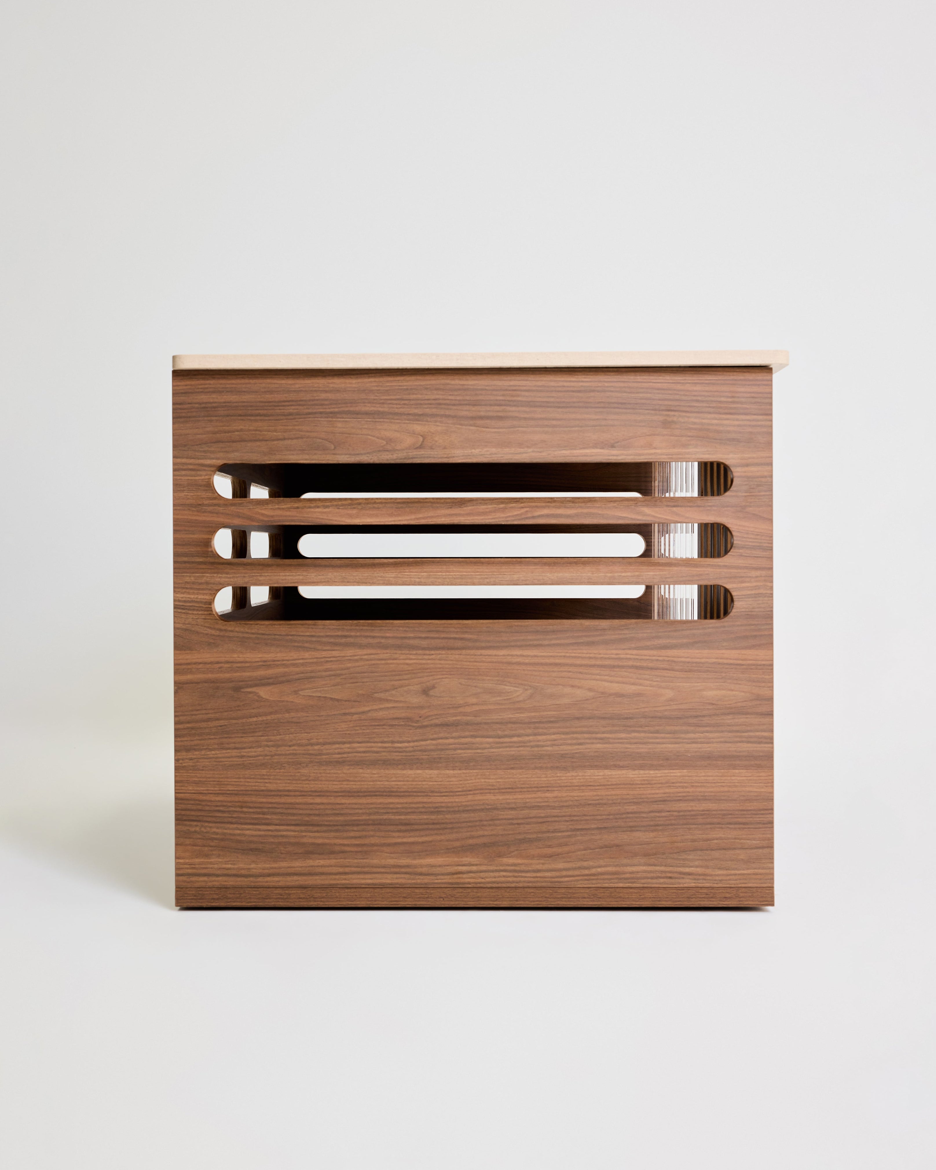 Large Buffet Table Dog Crate - Walnut Travertine