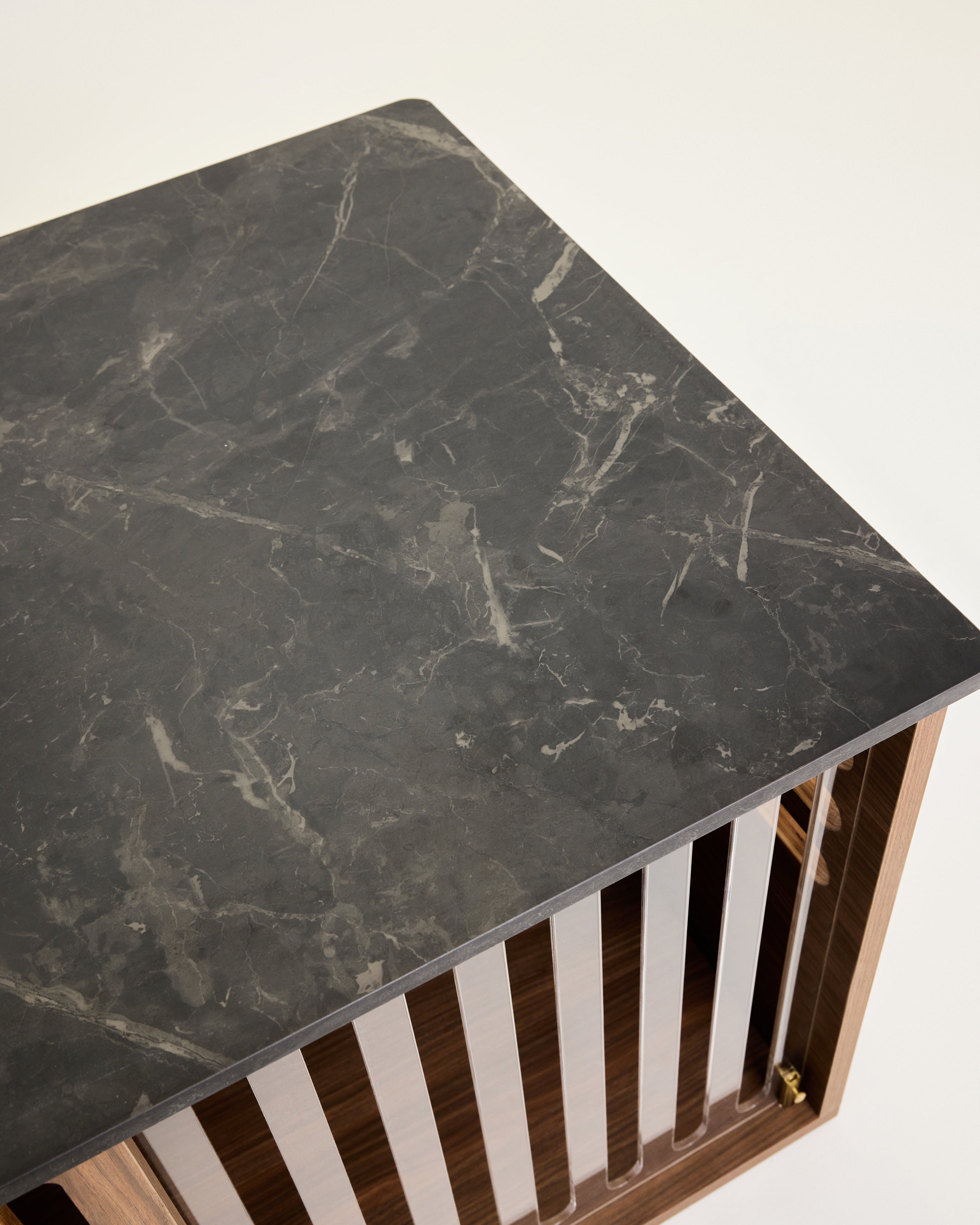 Large Buffet Table Crate - Walnut Black Mocha Marble