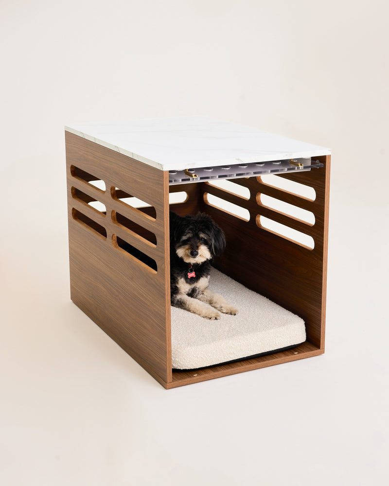 Side Table Crate - Walnut Carrara