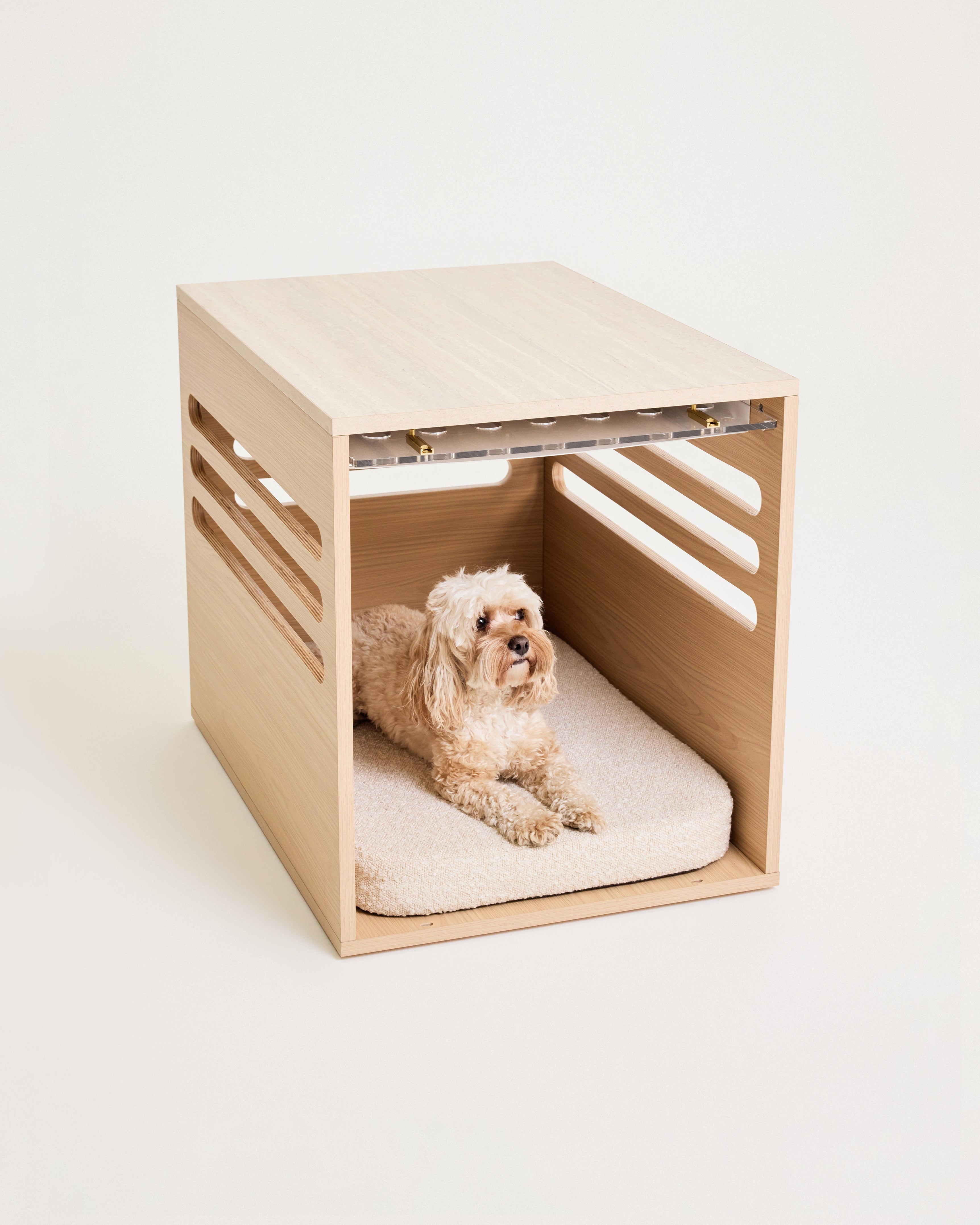 Side Table Crate - Elm Travertine – Koozi Pets