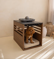 Side Table Crate - Walnut Black Mocha Marble