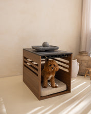 Side Table Crate - Walnut Black Mocha Marble