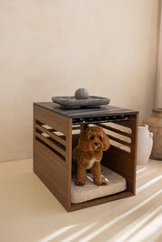 Side Table Crate - Walnut Black Mocha Marble