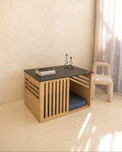 Large Buffet Table Dog Crate - Elm Black Mocha Marble