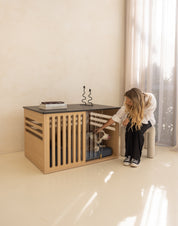 Large Buffet Table Dog Crate - Elm Black Mocha Marble