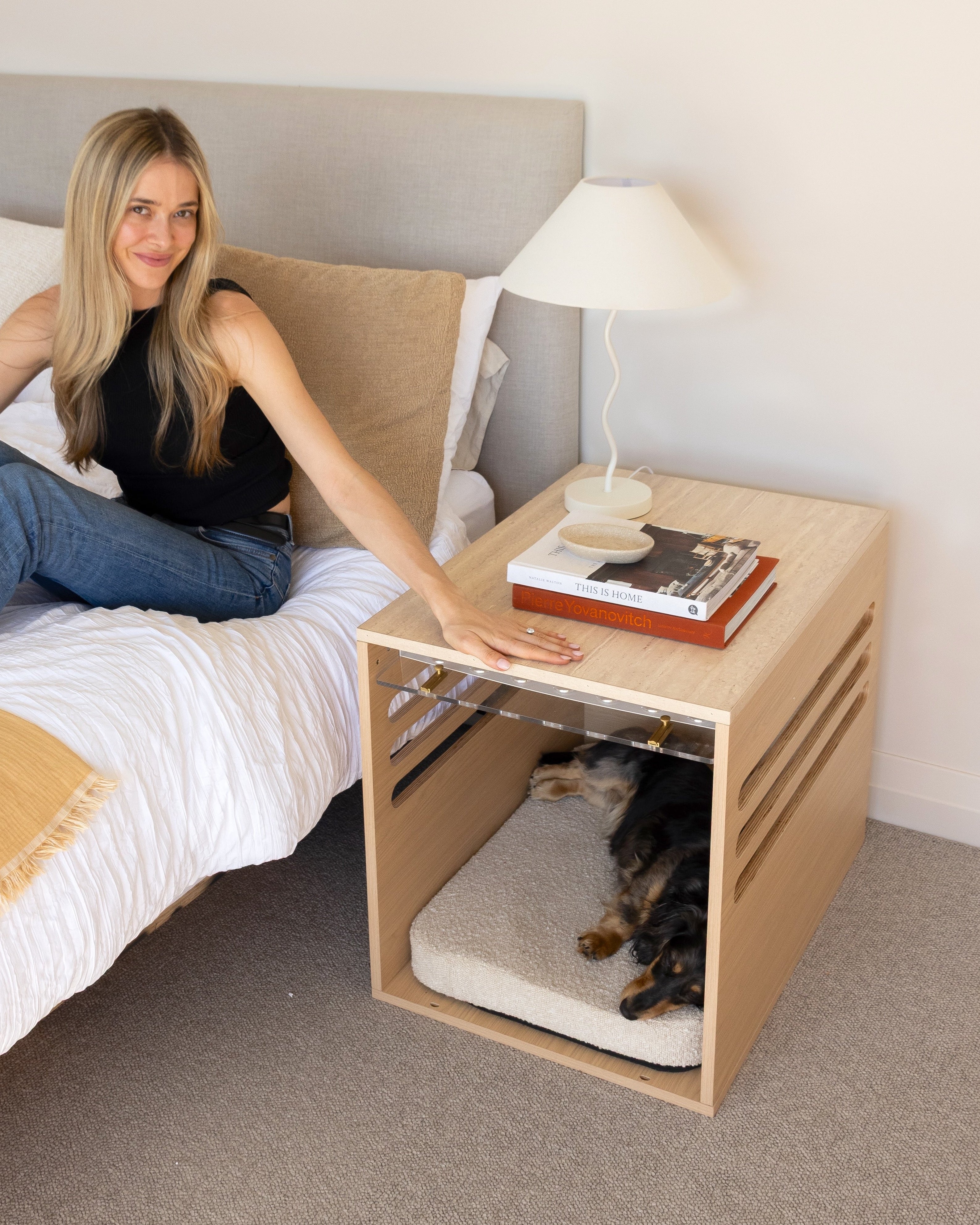 Side Table Crate - Elm Travertine