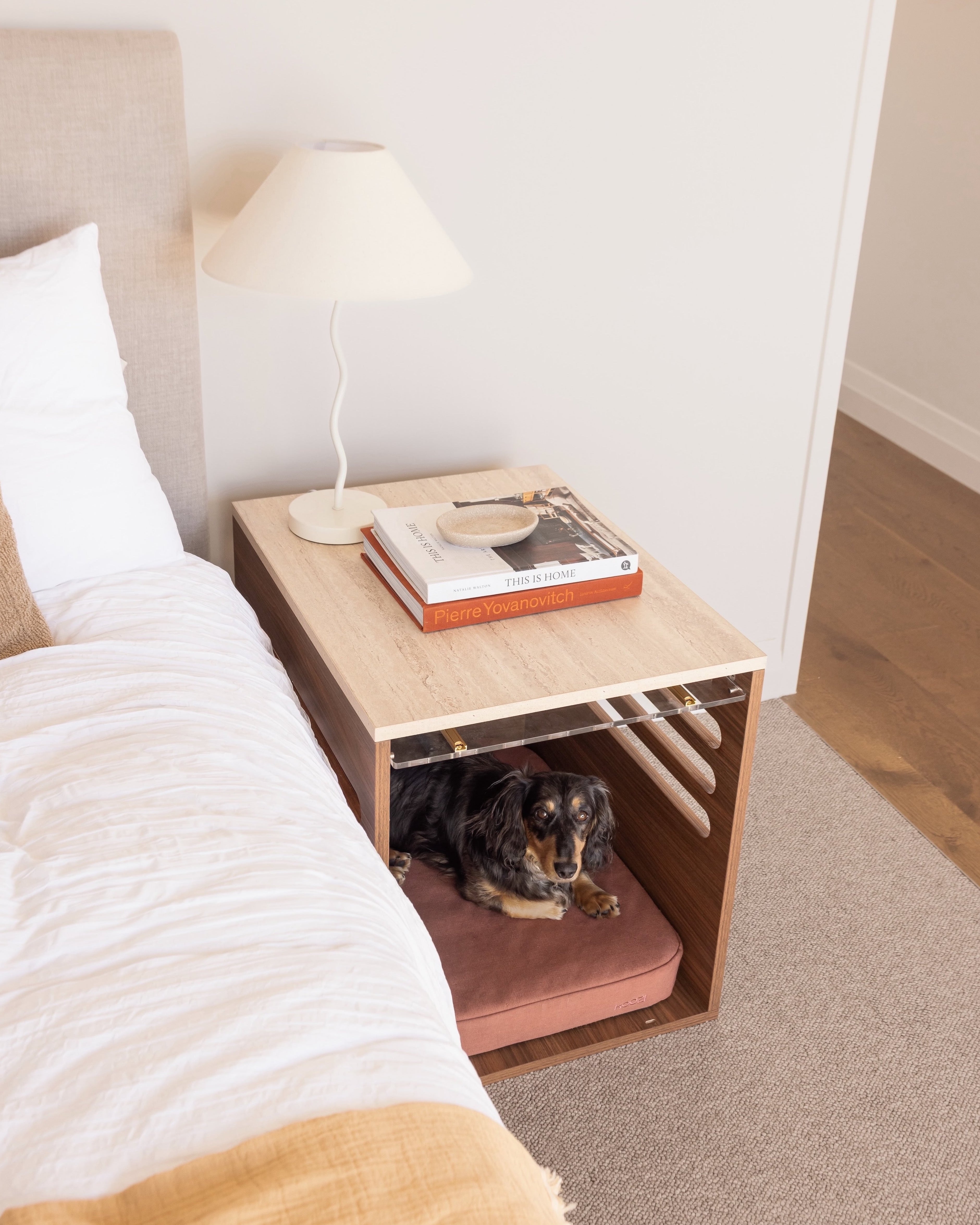 Side Table Crate - Walnut Travertine