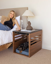 Side Table Crate - Walnut Black Mocha Marble