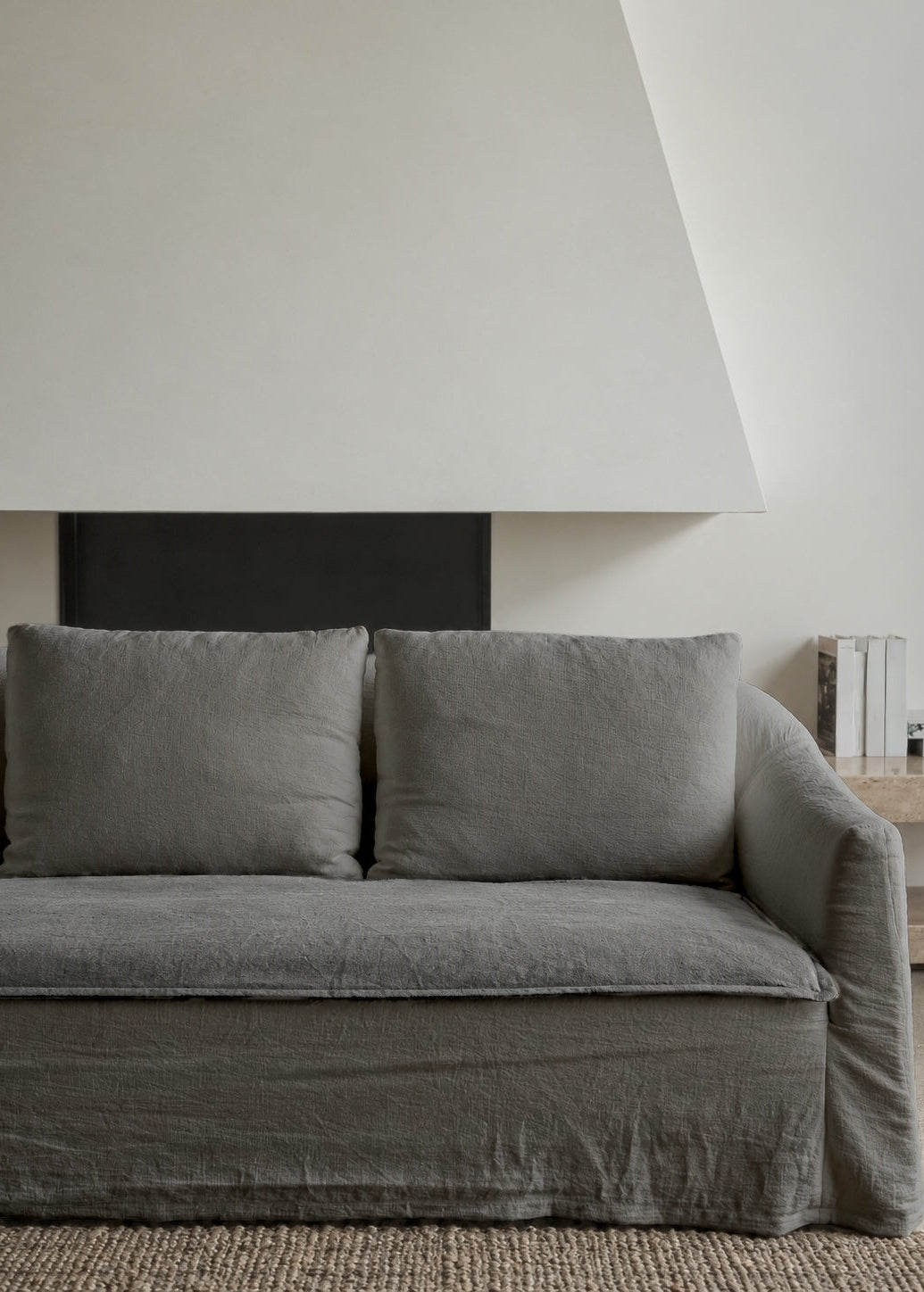 Linen-Cotton Sofa Topper - Charcoal