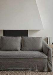 Linen-Cotton Sofa Topper - Charcoal