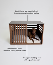 Large Buffet Table Crate - Walnut Black Mocha Marble