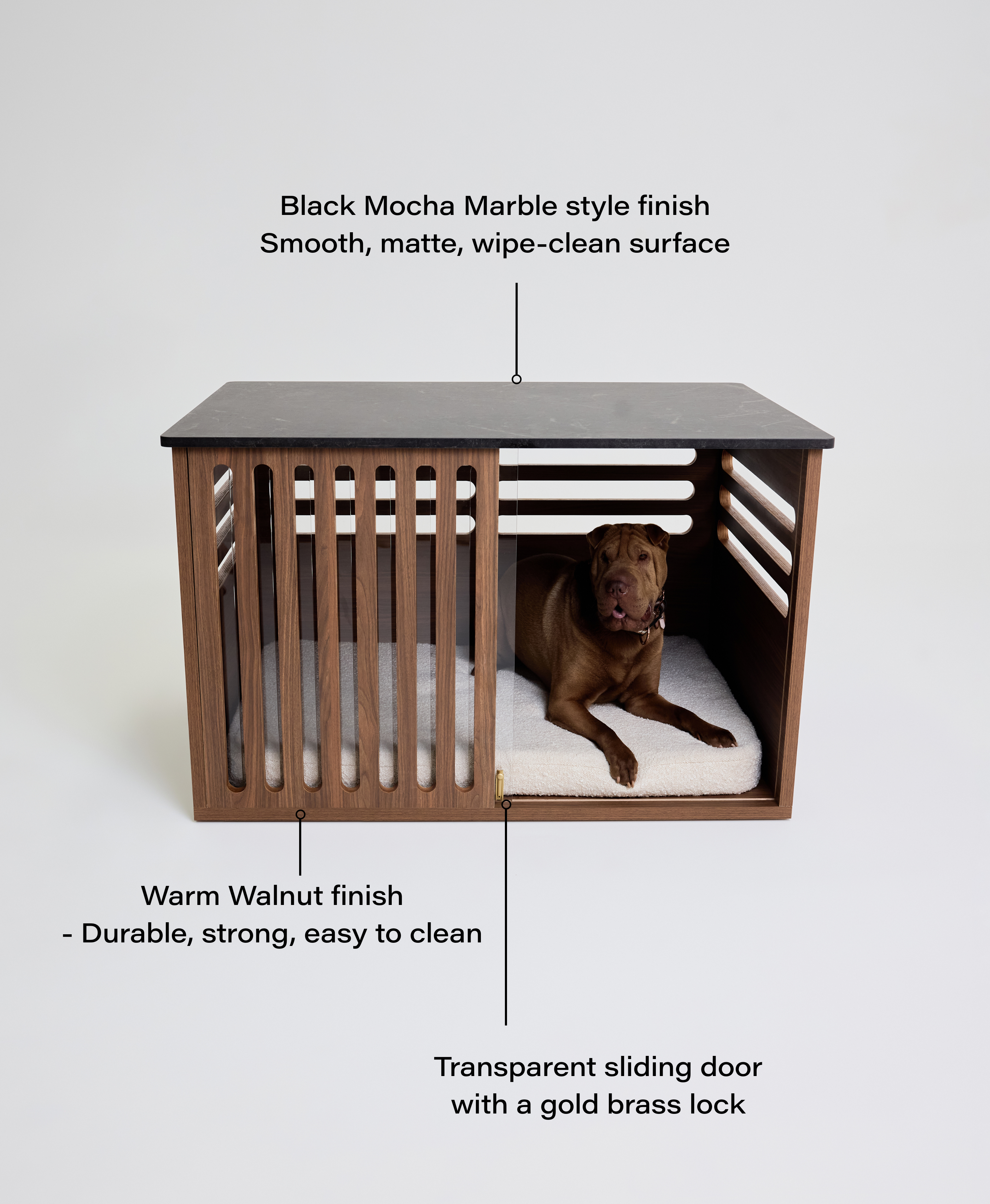 Large Buffet Table Crate - Walnut Black Mocha Marble