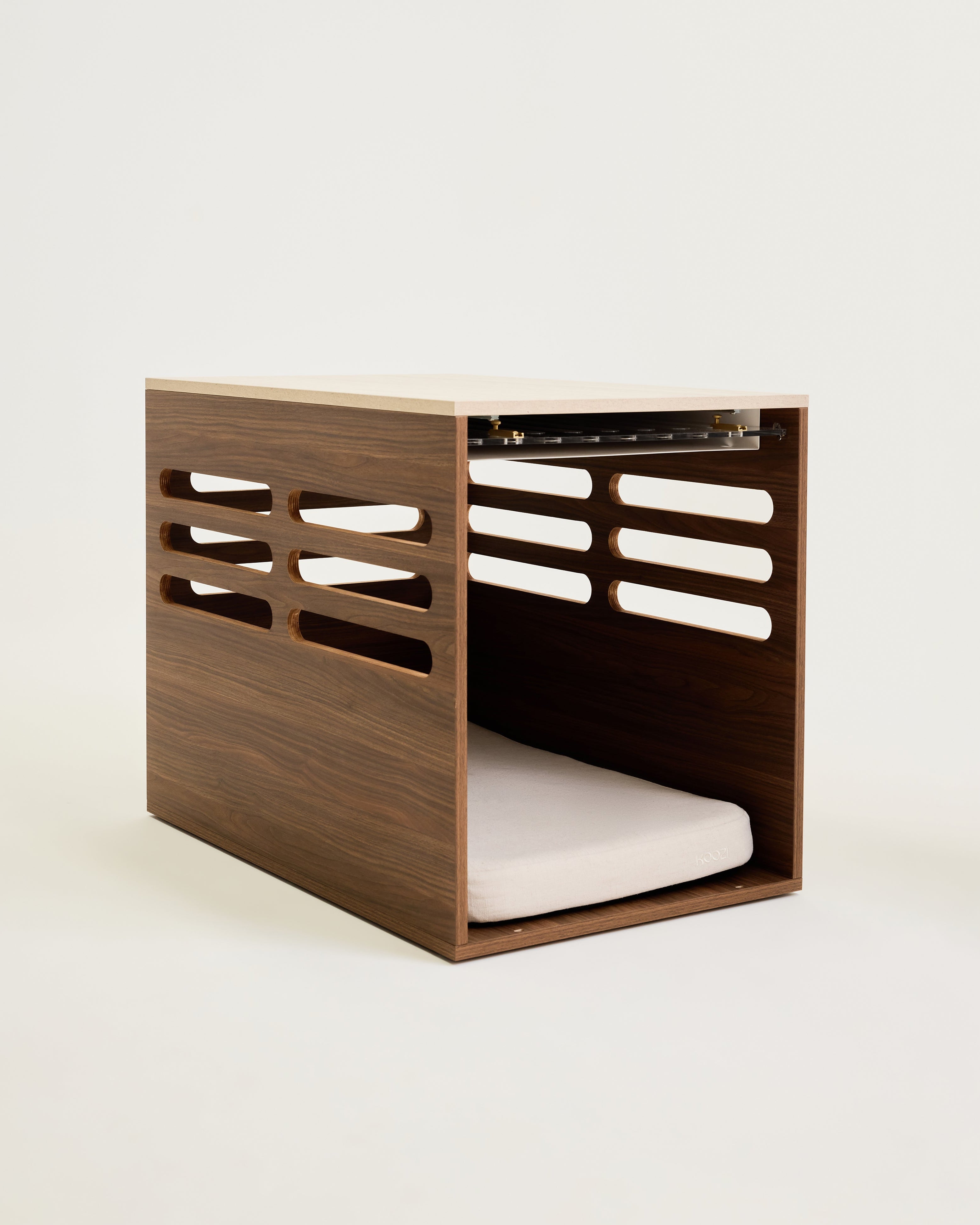 Side Table Crate - Walnut Travertine