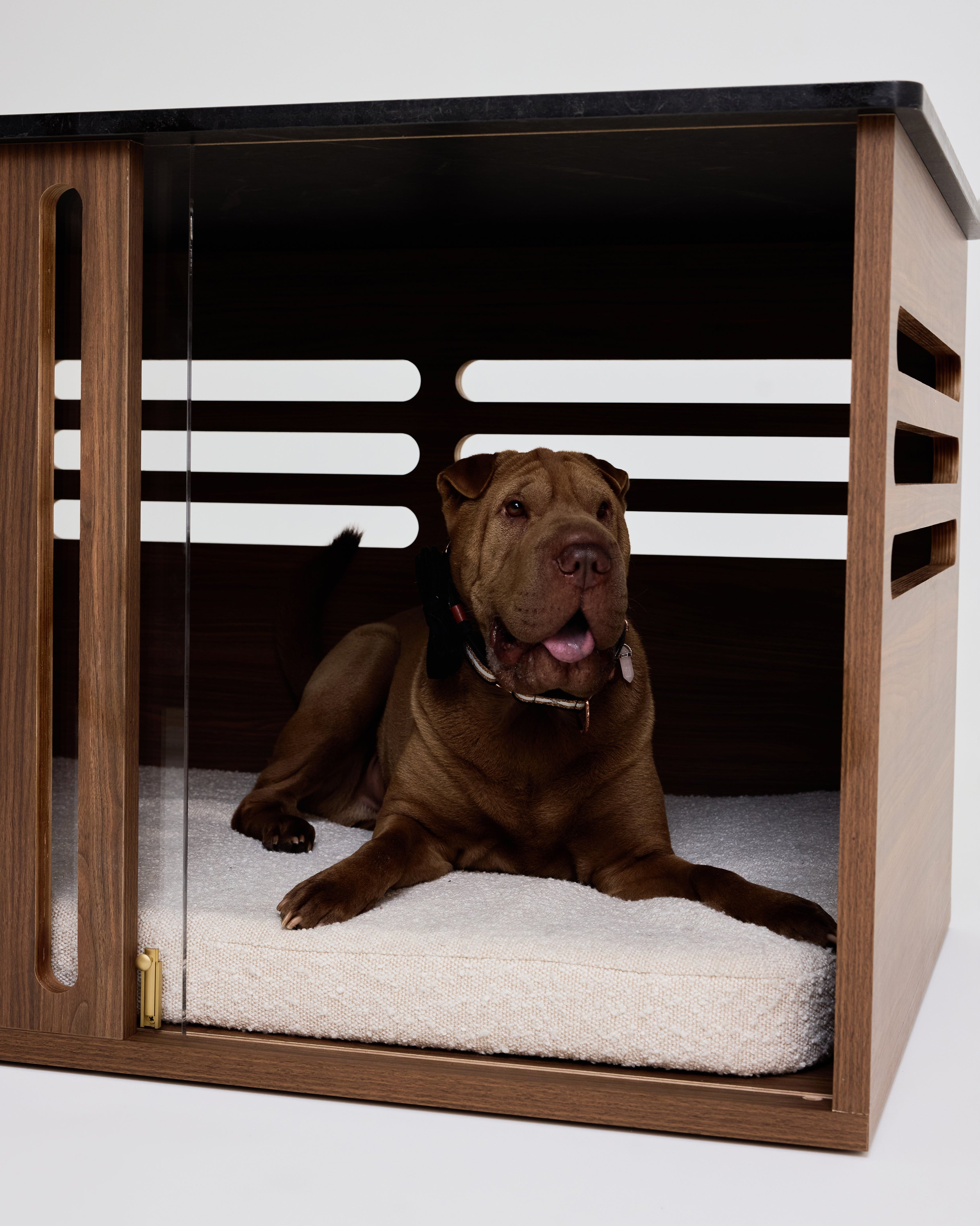 Large Buffet Table Crate - Walnut Black Mocha Marble