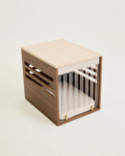 Side Table Crate - Walnut Travertine