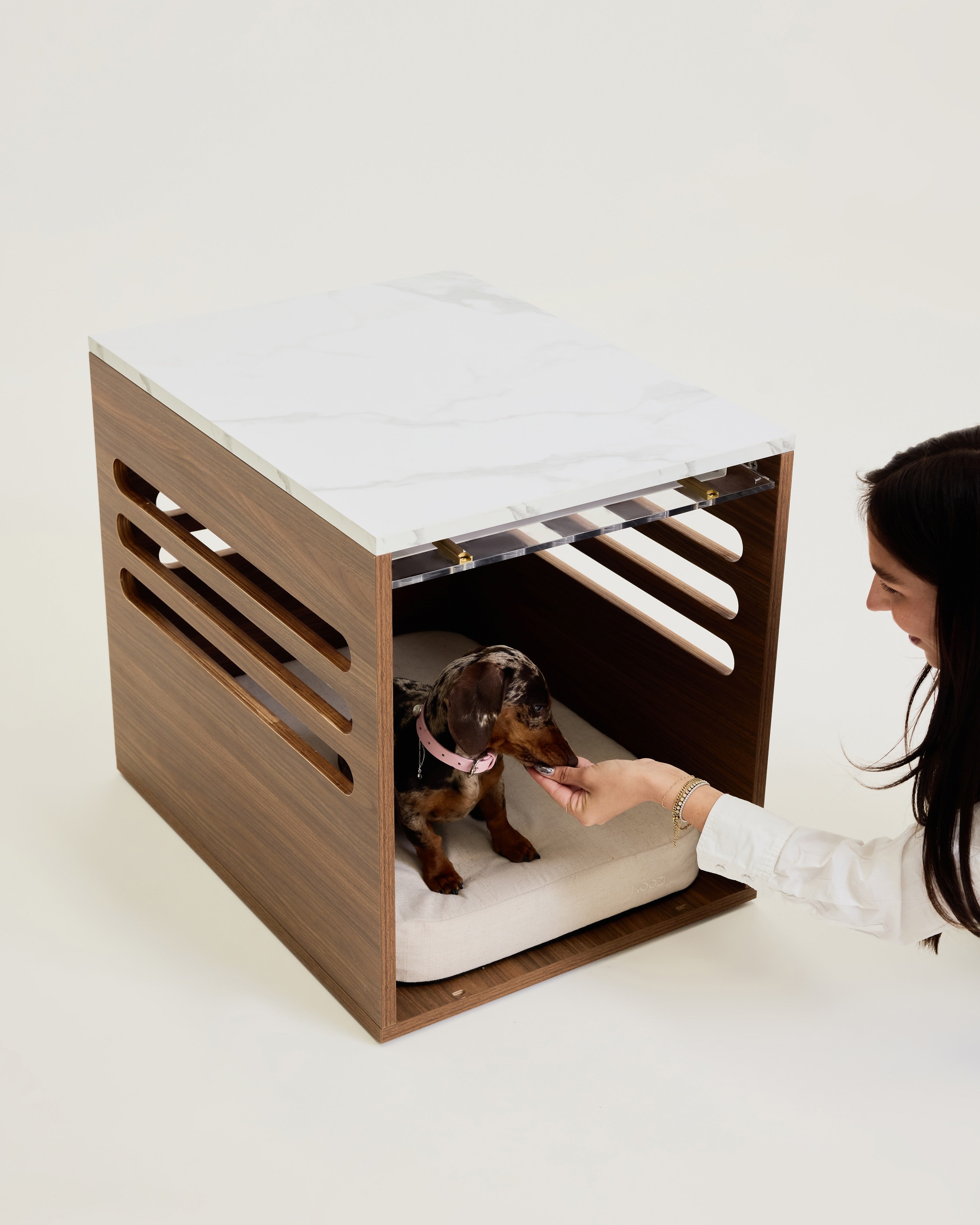 Side Table Crate - Walnut Carrara