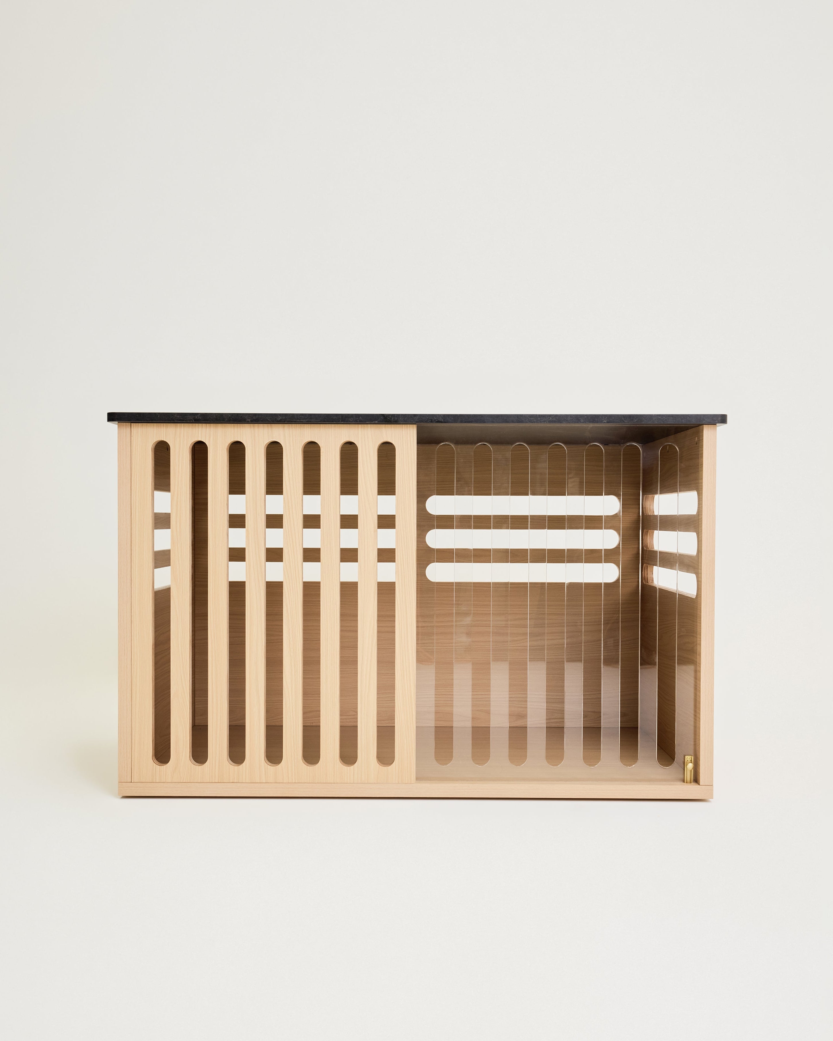 Large Buffet Table Dog Crate - Elm Black Mocha Marble