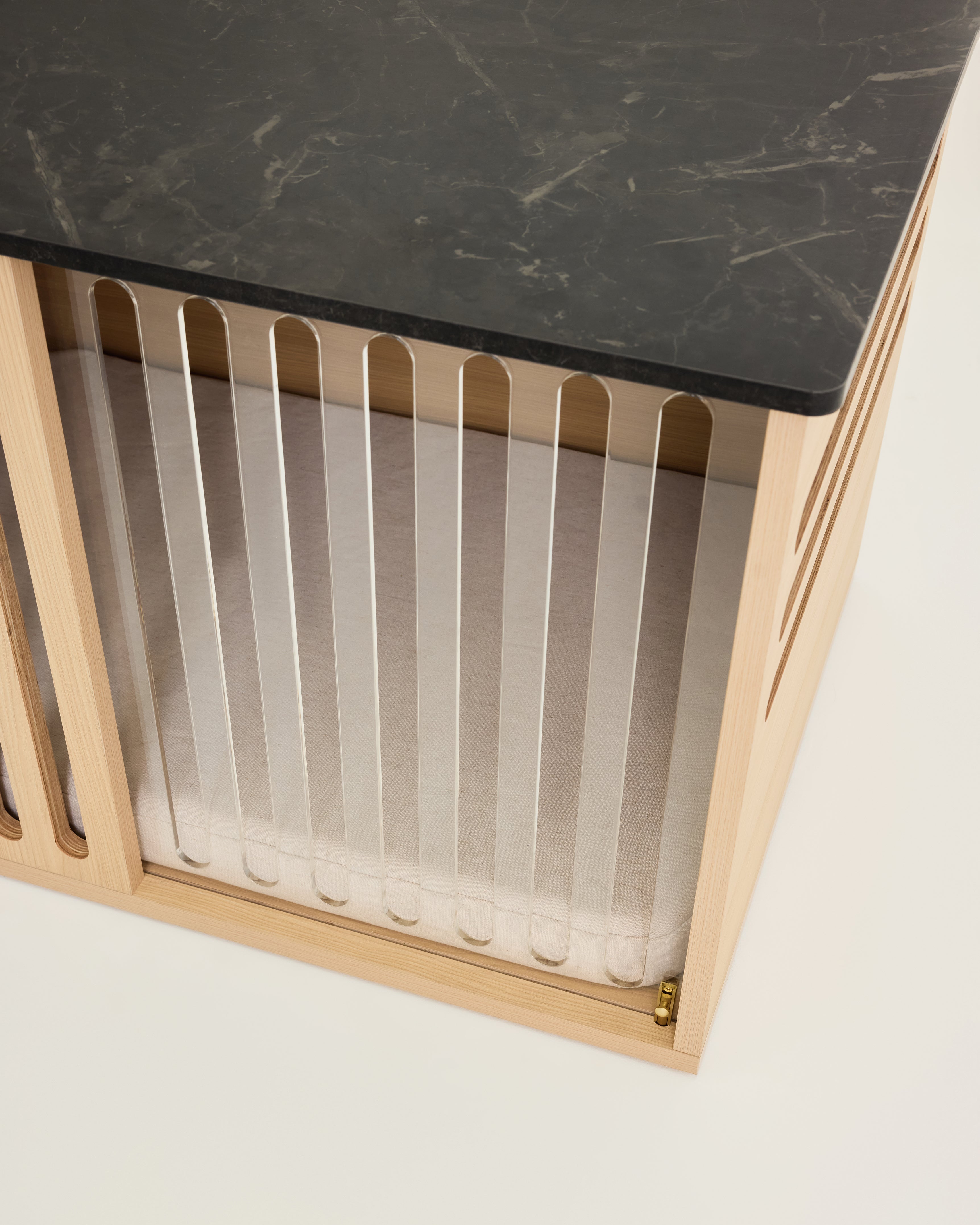 Large Buffet Table Dog Crate - Elm Black Mocha Marble