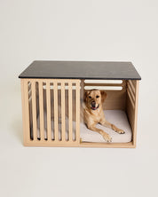 Large Buffet Table Dog Crate - Elm Black Mocha Marble