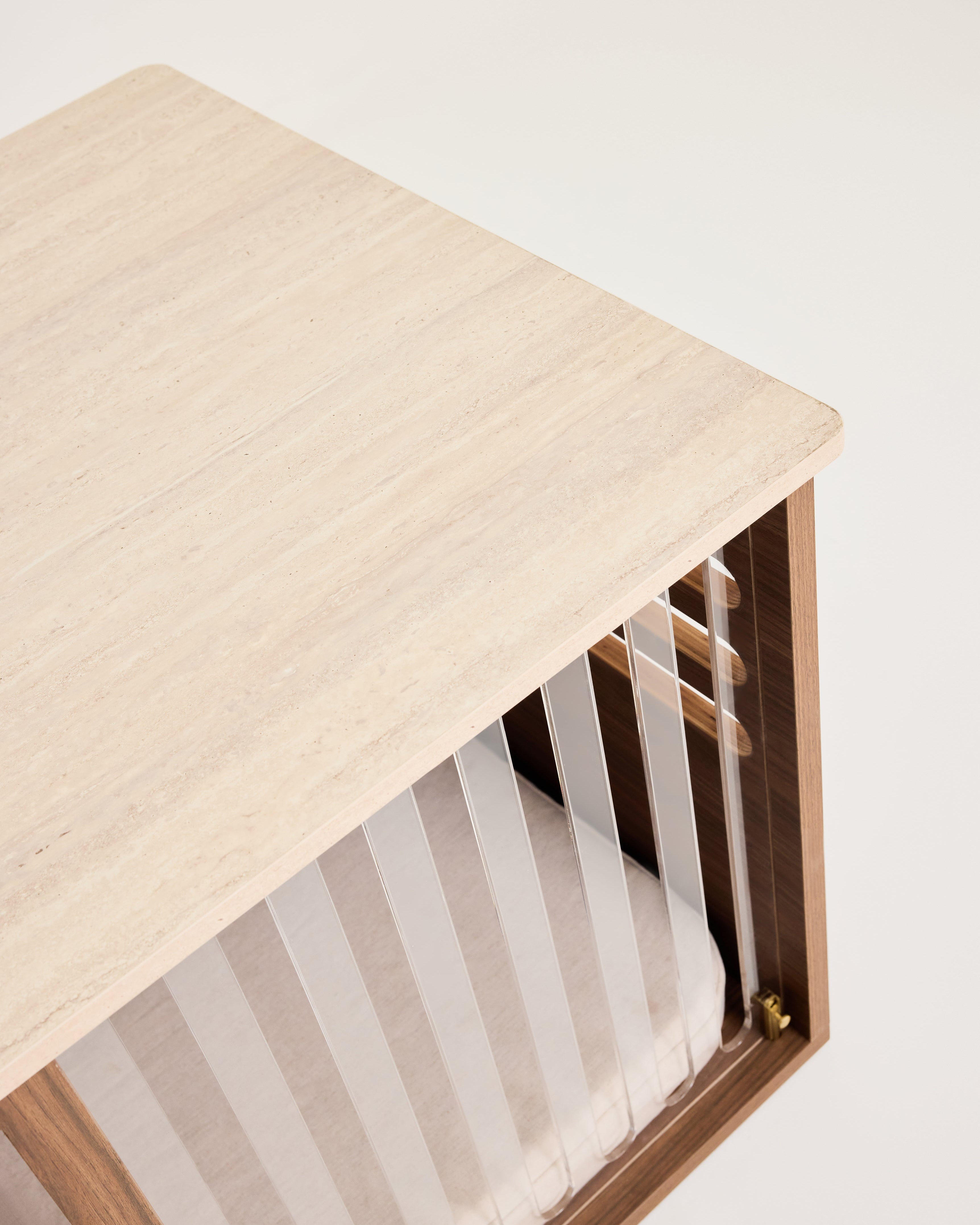 Large Buffet Table Dog Crate - Walnut Travertine