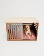 Large Buffet Table Dog Crate - Walnut Travertine