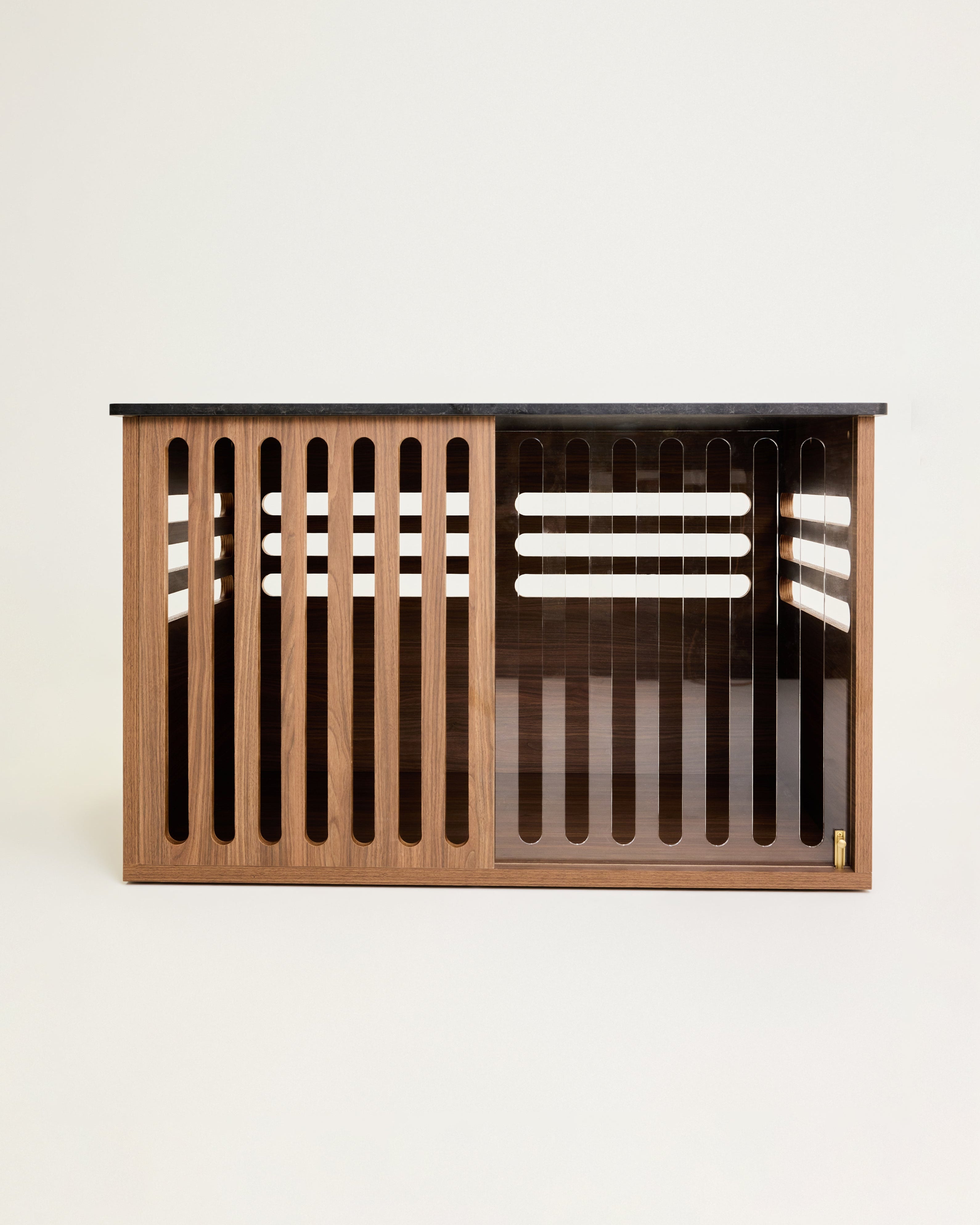 Large Buffet Table Crate - Walnut Black Mocha Marble