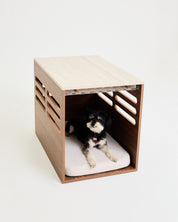 Side Table Crate - Walnut Travertine