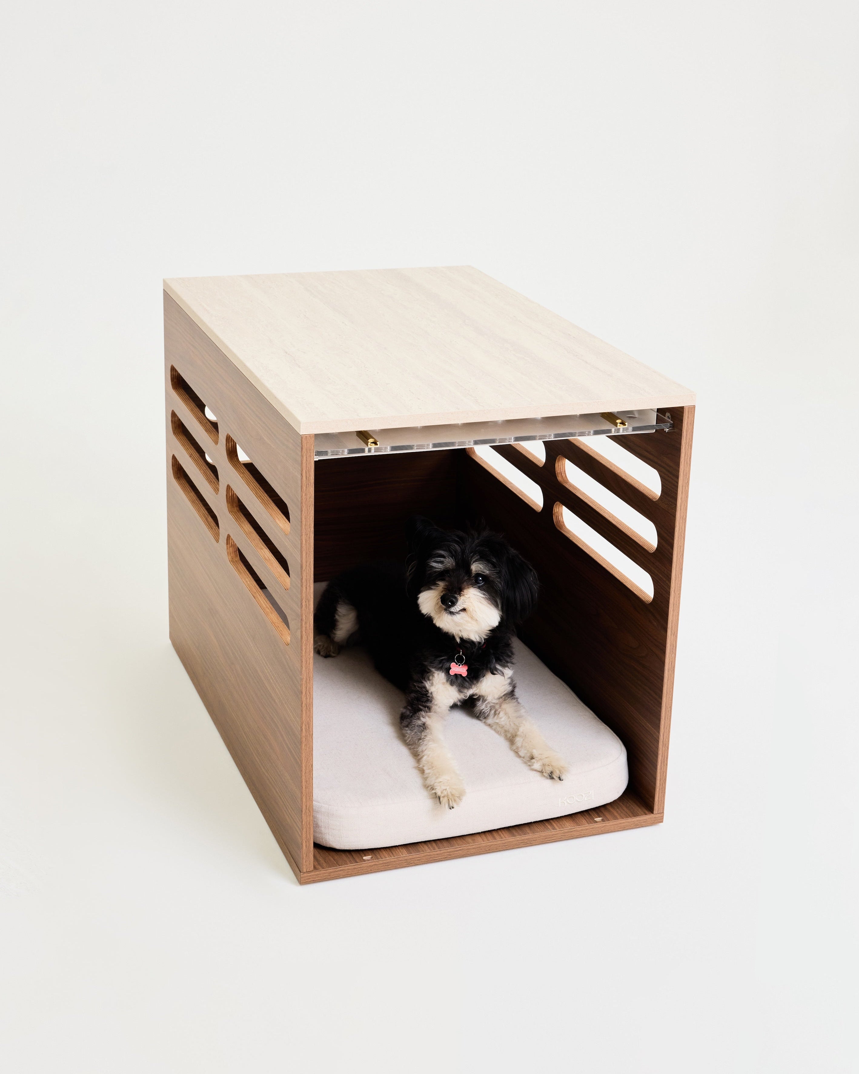 Side Table Crate - Walnut Travertine