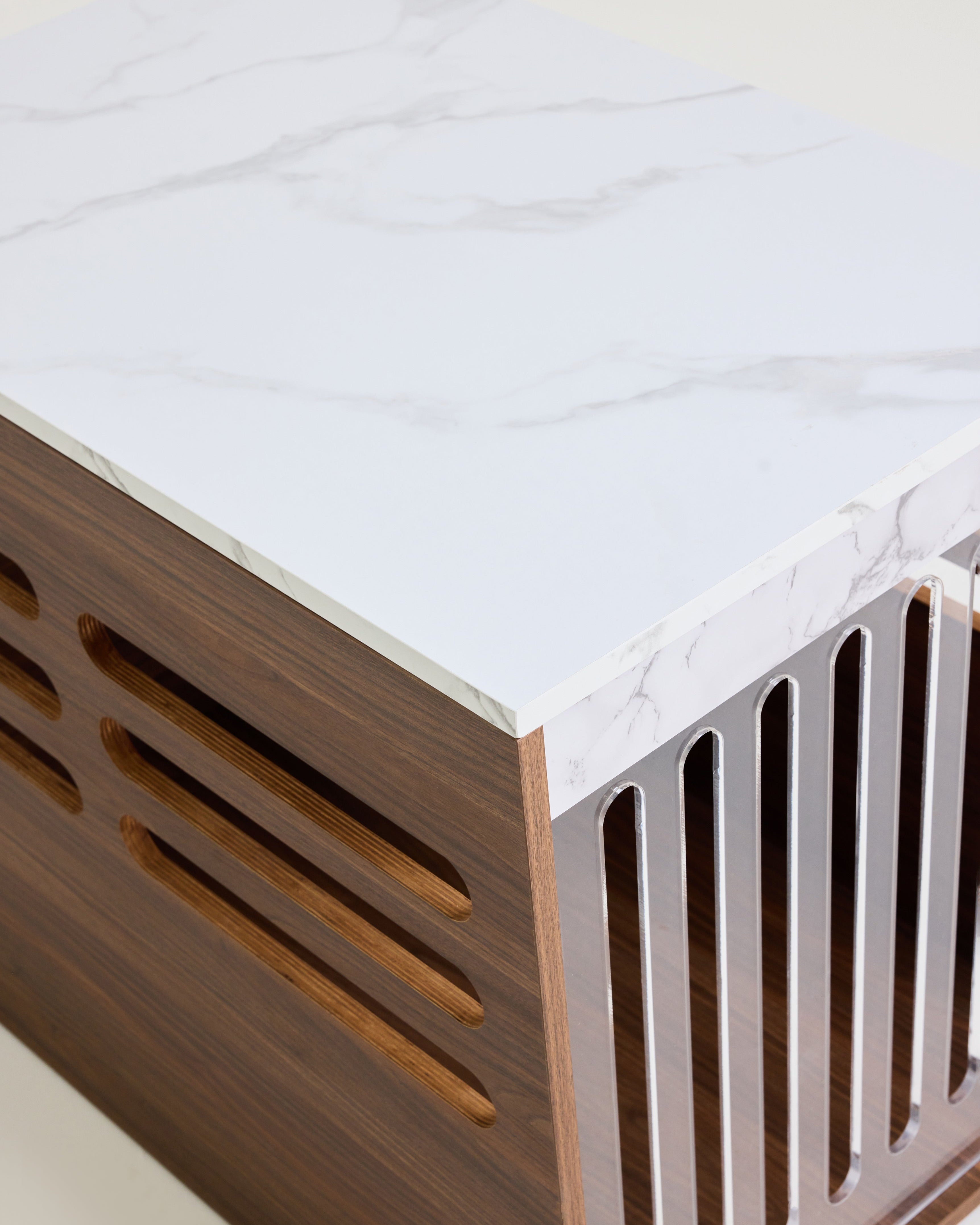 Side Table Crate - Walnut Carrara