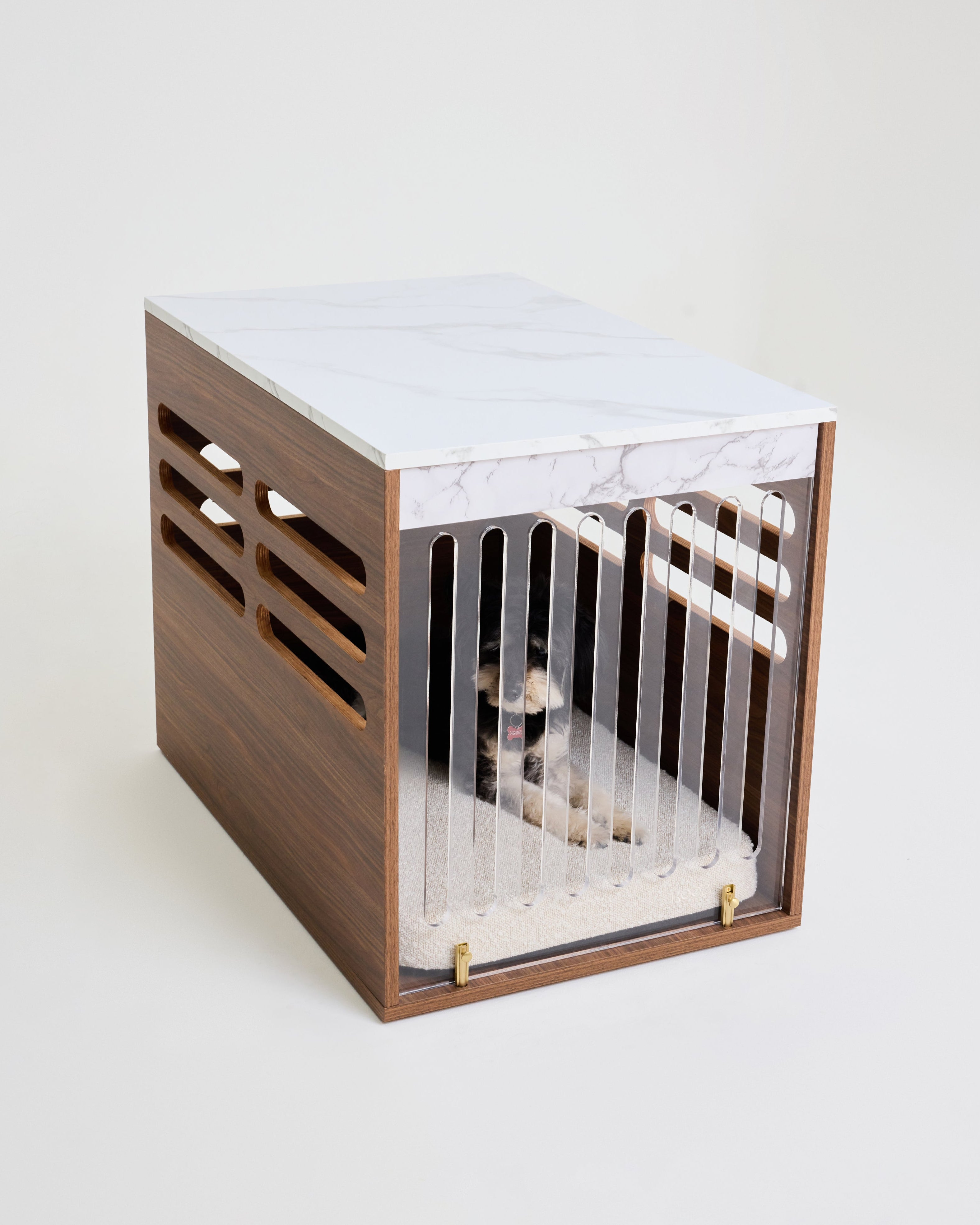 Side Table Crate - Walnut Carrara