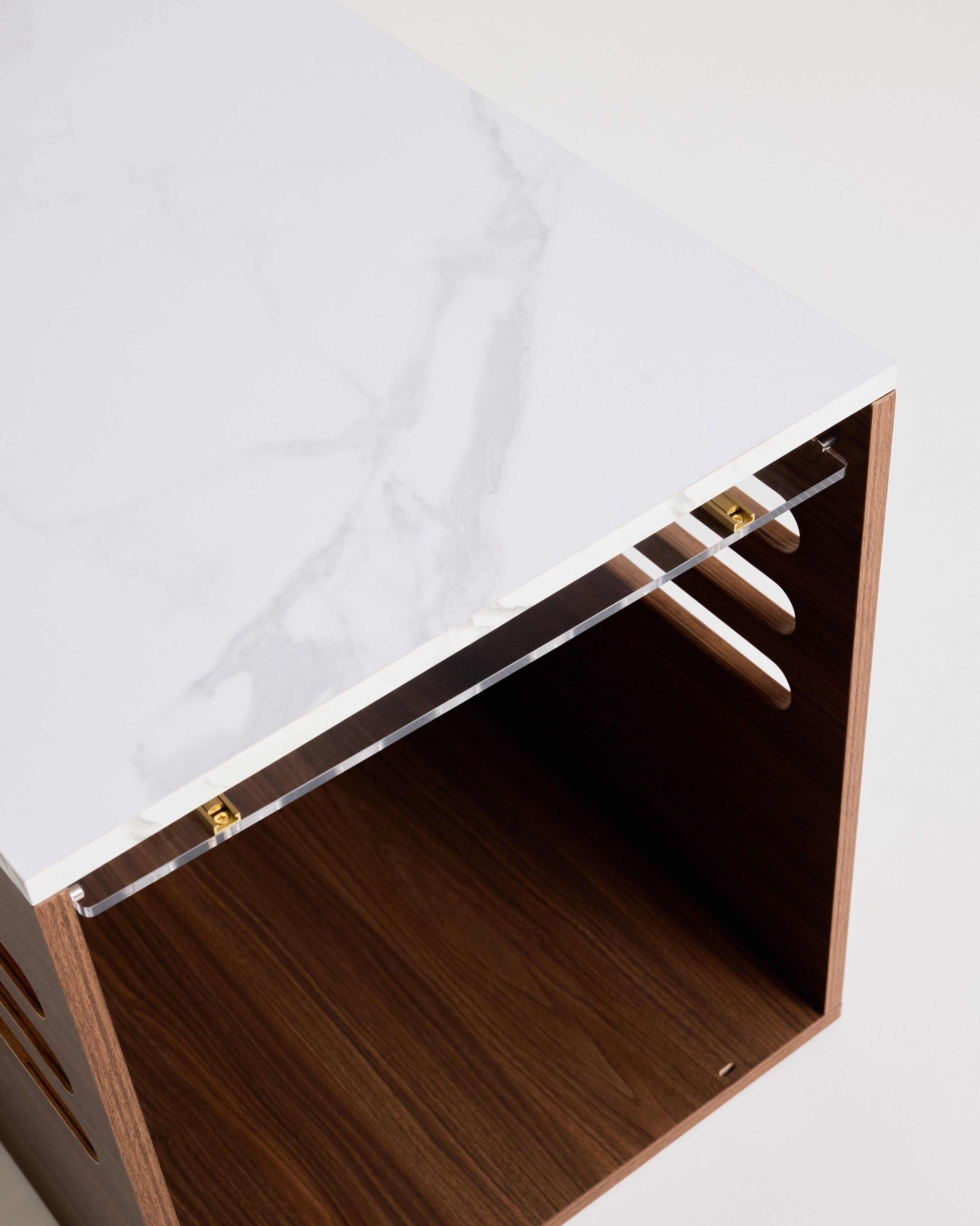 Side Table Crate - Walnut Carrara