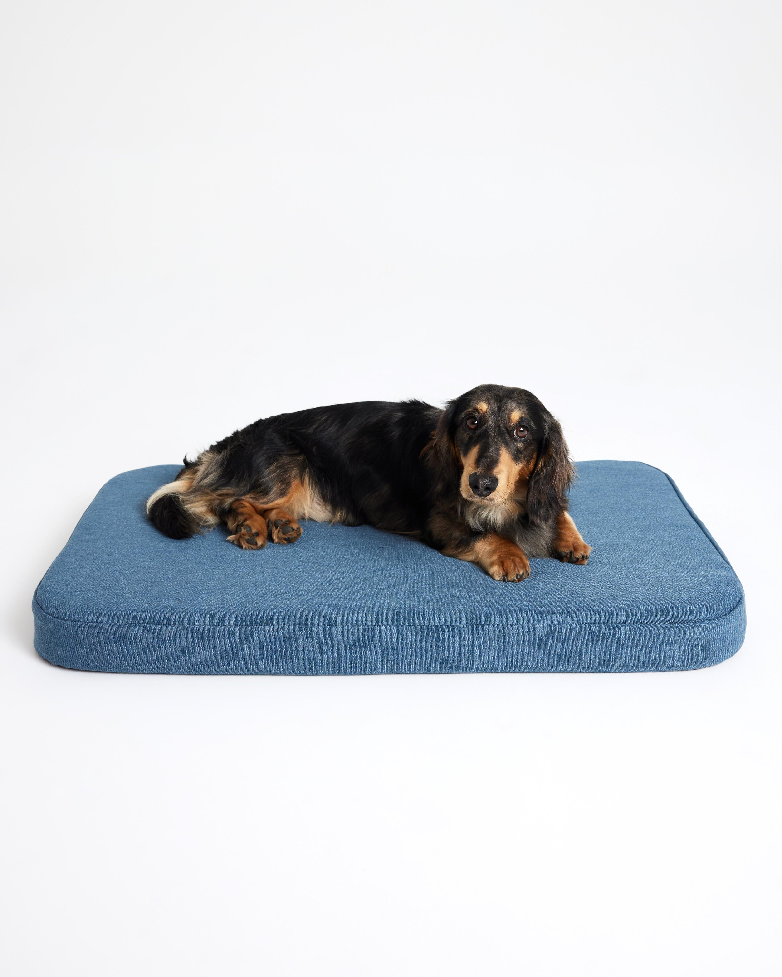 Flat Dog Bed - Denim Blue Linen