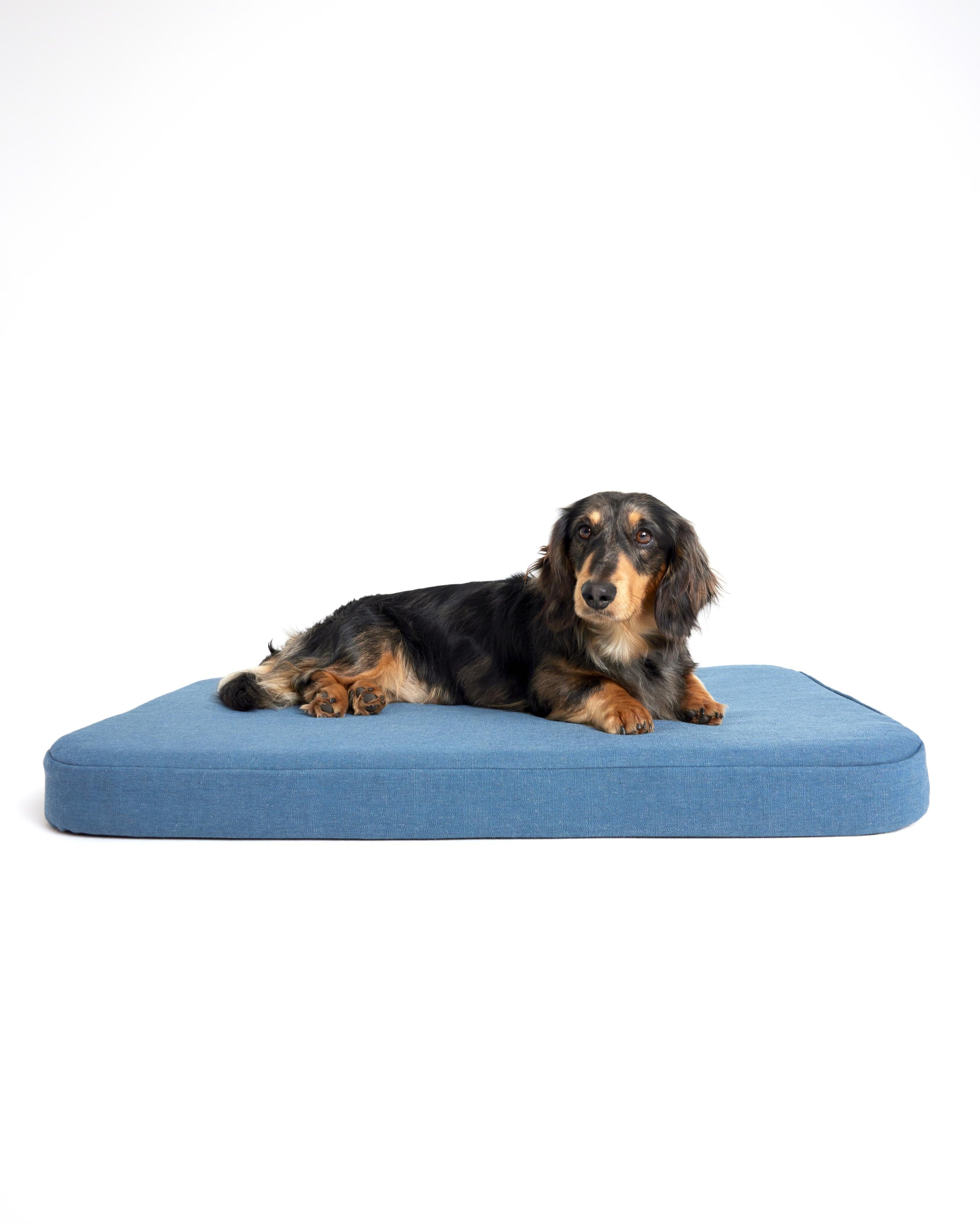 Flat Dog Bed - Denim Blue Linen