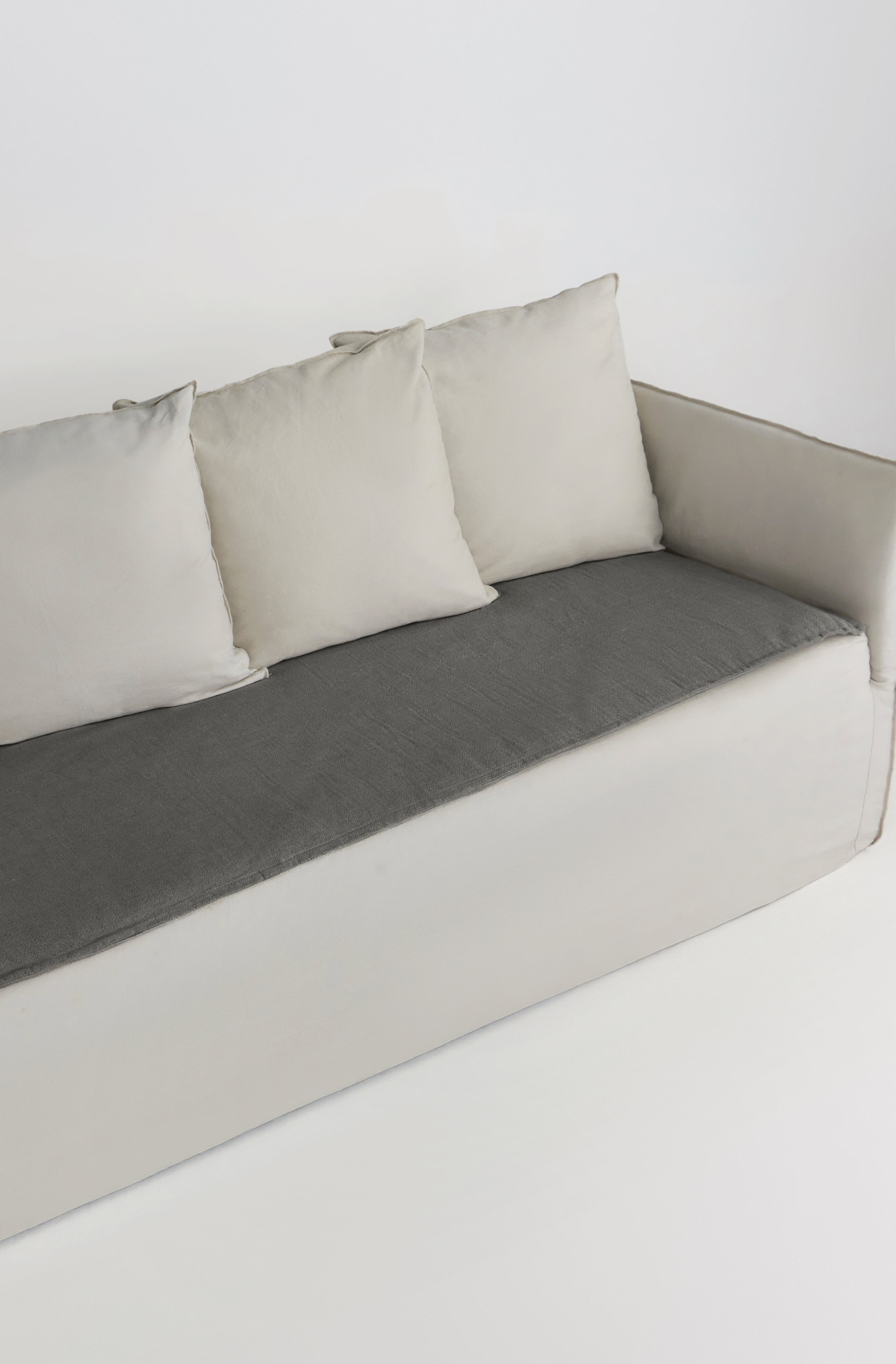 Linen Sofa Topper - Charcoal