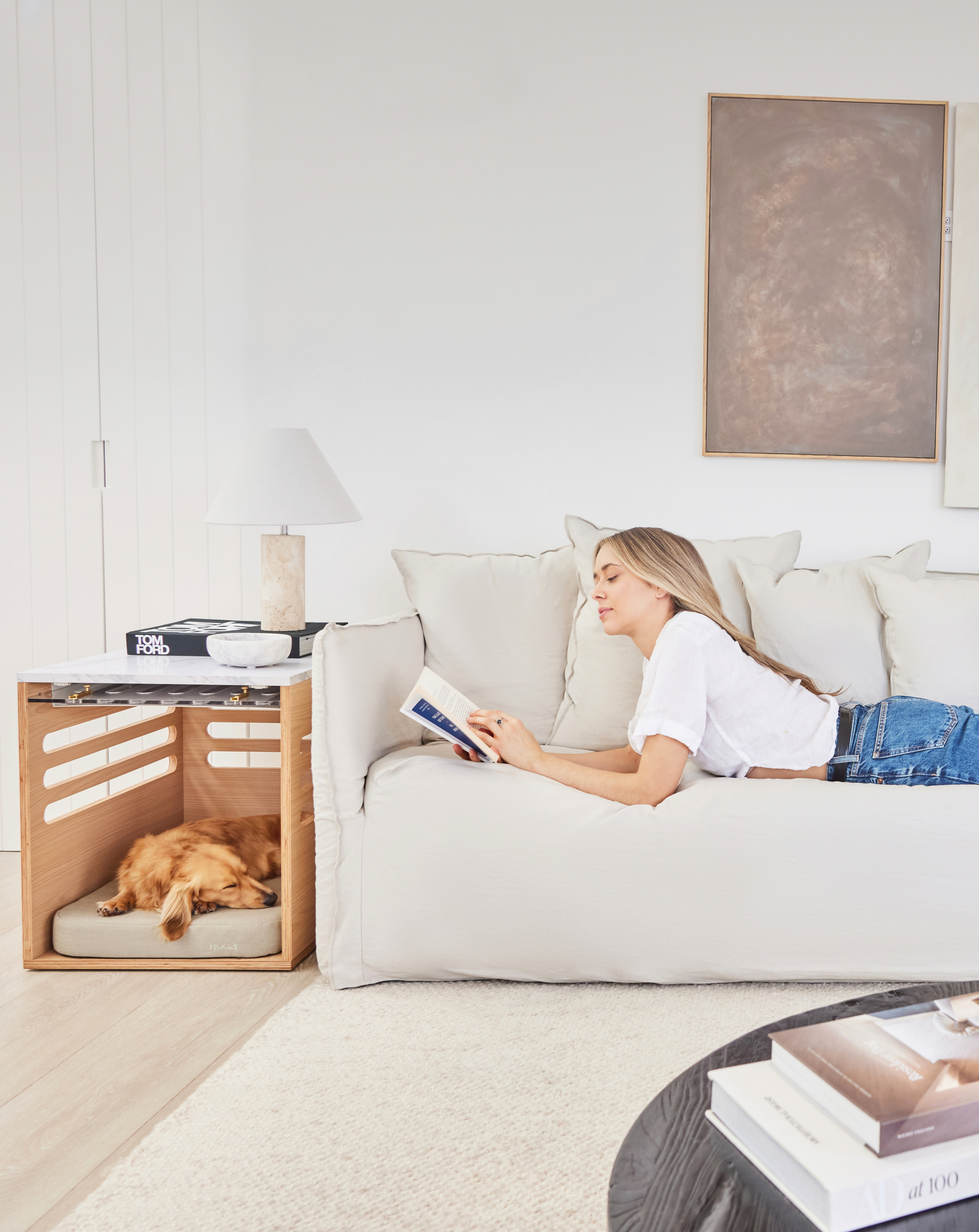 Koozi Pets. Side table Dog Crate living room