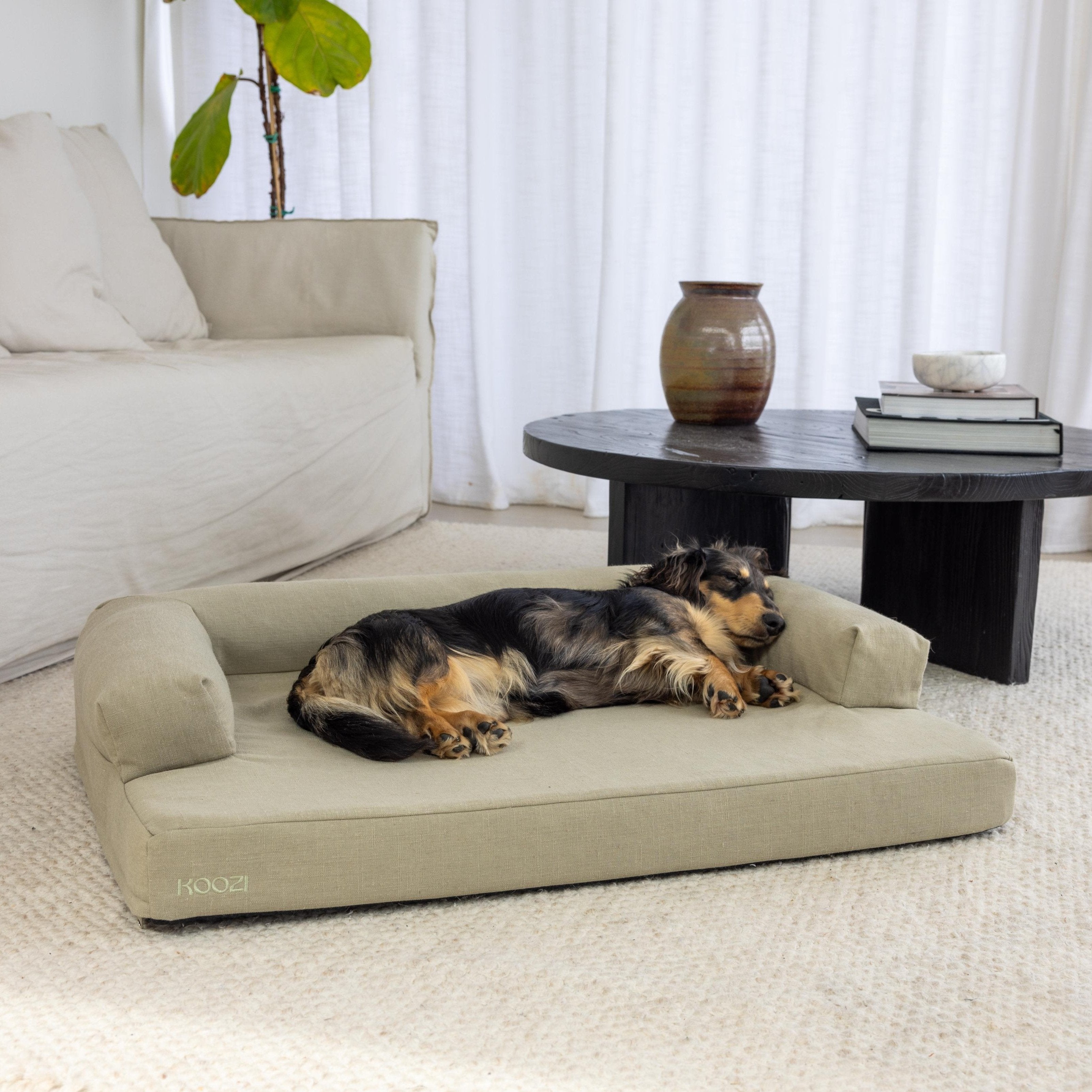 Light Khaki Linen Cloud Dog Bed