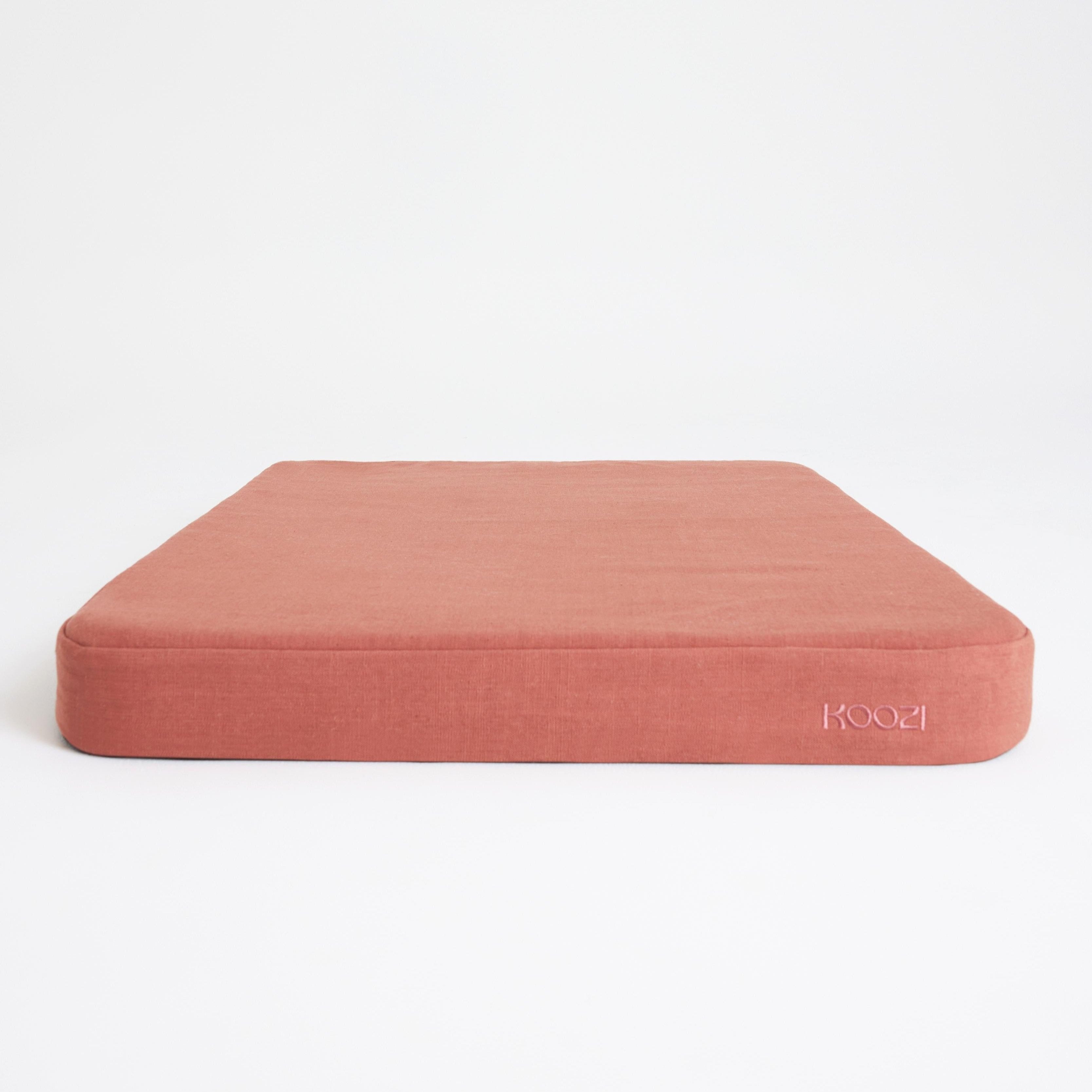 Red Clay linen cover Plush Flat Dog Bed 