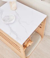 Side Table Dog Crate Dog Den Marble Detail 