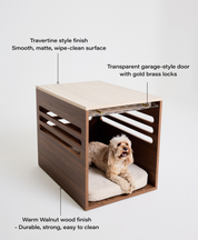 Side Table Crate - Walnut Travertine