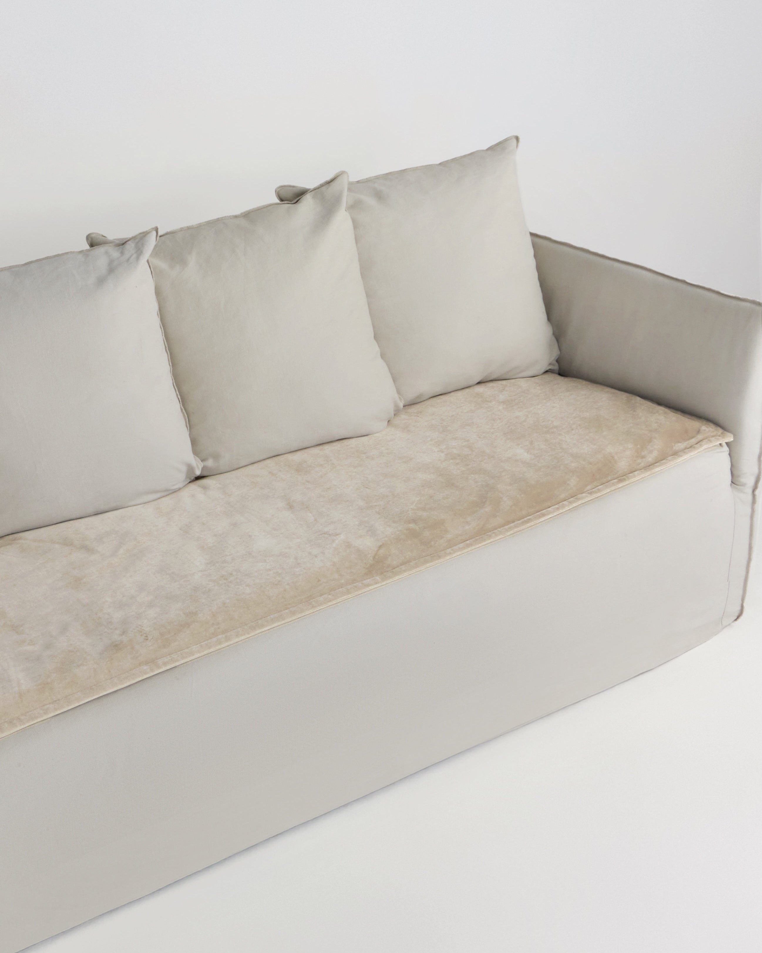 Velvet Sofa Topper Dune on Sofa