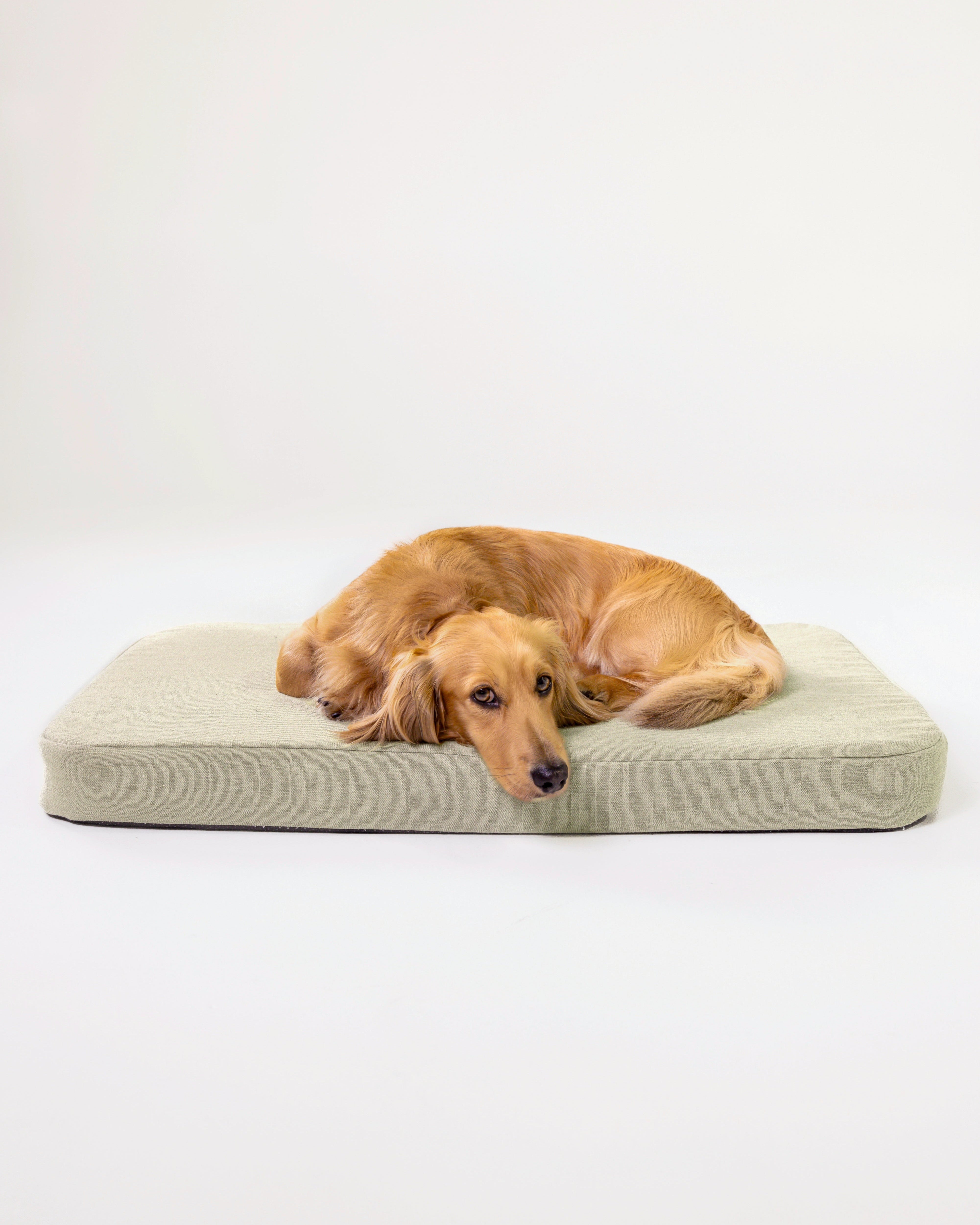 Flat Dog Bed - Khaki Linen