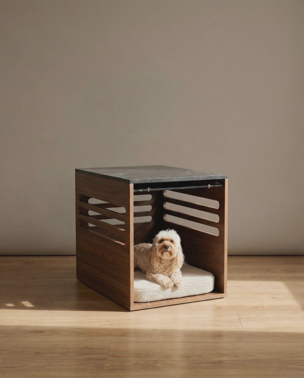 Side Table Crate - Walnut Black Mocha Marble