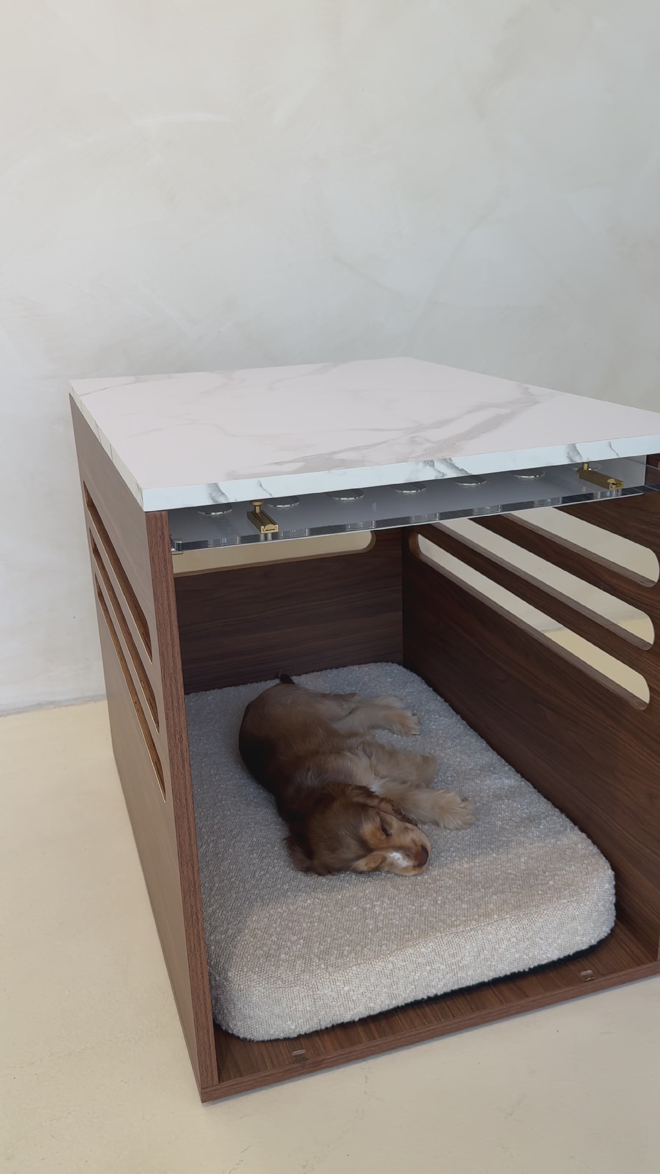 Side Table Crate - Walnut Carrara
